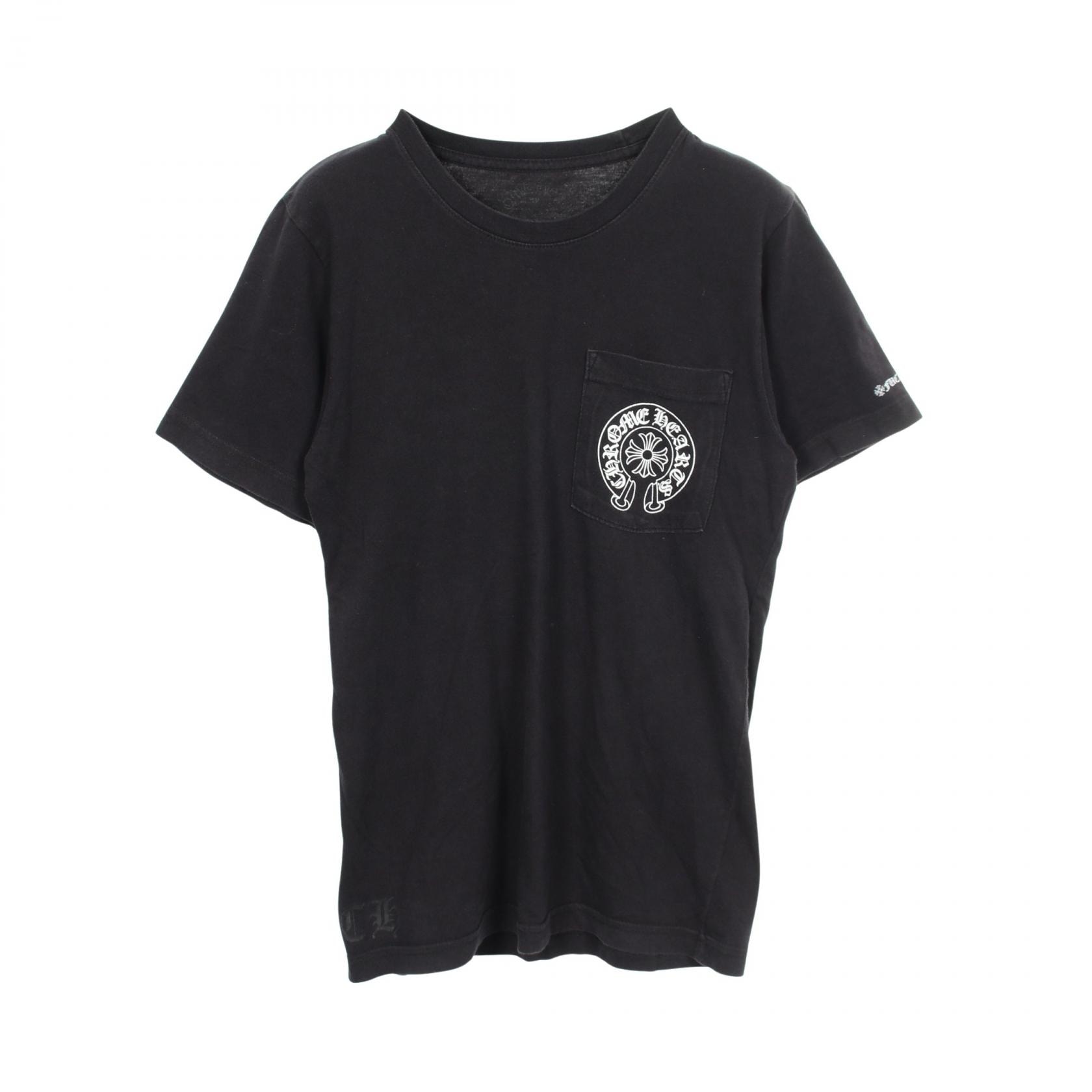 クロムハーツ CHROME HEARTS ホースシュー スクロールラベル 半袖Tシャツ 衣料品 トップス コットン メンズ ブラック系 【中古】
