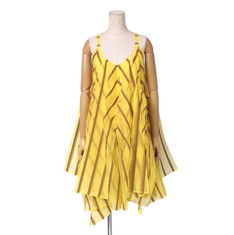 ■美品■ISSEY MIYAKE イッセイミヤケ ワンピース サイズ2 ハンカチーフドレス チュニック オーガンジー ストライプ【おすすめ】 ブランド古着【中古】20241118/RA2028