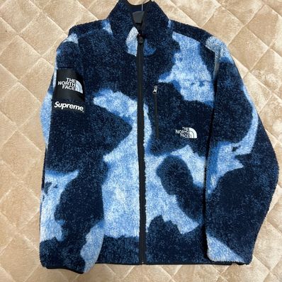 Supreme x The North Face Bleached Denim Print Fleece Jacket "Indigo"