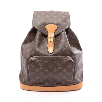 ルイ・ヴィトン LOUIS VUITTON モンスリGM リュックサック バックパック バッグ PVCコーティングキャンバス レザー モノグラム レディース ブラウン系 M51135 【中古】