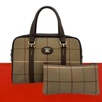 BURBERRY バーバリー シャドーホース ロゴ チェック キャンバス レザー ハンドバッグ カーキ
20118