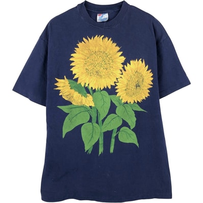 古着 90~00年代 ヘインズ Hanes BEEFY-T 花柄 アートTシャツ USA製 メンズL相当 ヴィンテージ/eaa667214