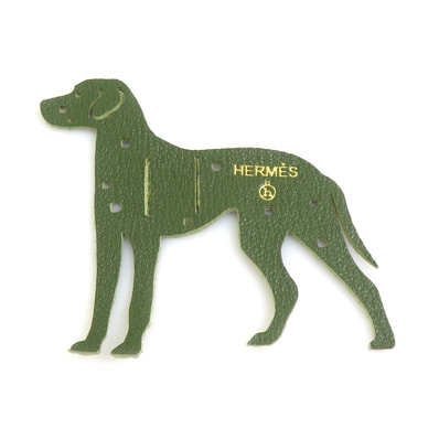 エルメス HERMES チャーム リボンチャーム プティアッシュ ダルメシアン レザー グリーン ユニセックス【中古】 r11231c