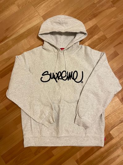 Supreme Raised Handstyle Hooded Sweatshirt "Ash Grey"