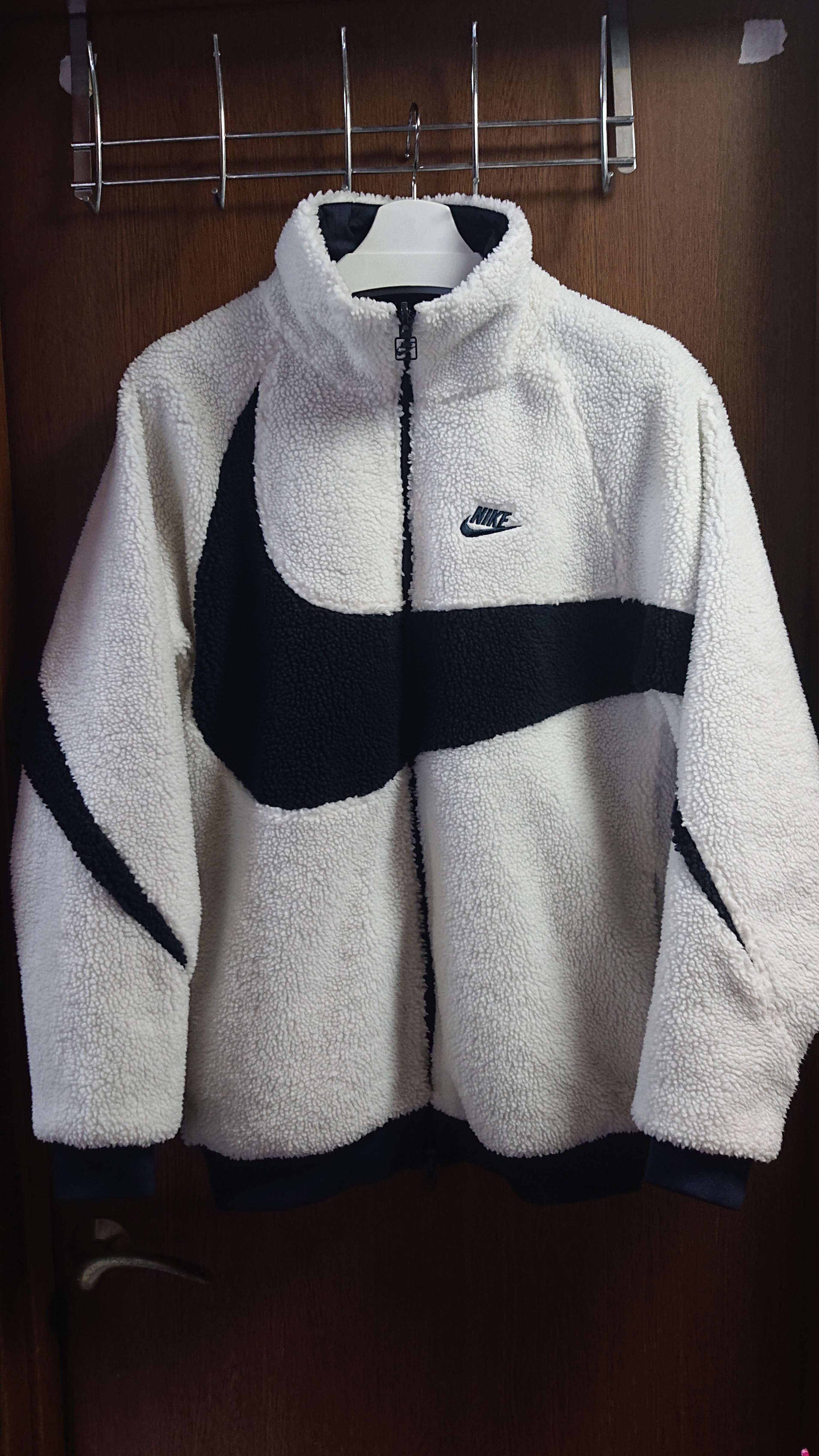 Nike Big Swoosh Reversible Boa Jacket "Sail/Dark Obsidian"
