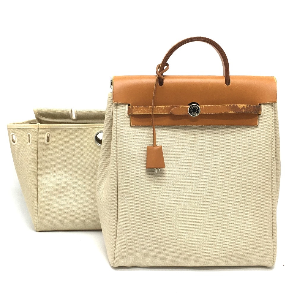 エルメス HERMES エールバッグ アドPM 替えバック付き カバン 2WAY リュックサック レザー □D刻 ナチュラル ベージュ
