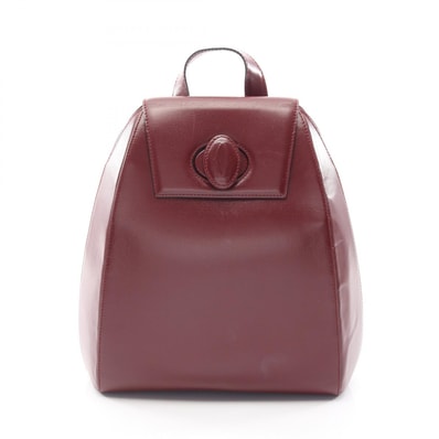 カルティエ CARTIER マストライン リュックサック バックパック バッグ レザー レディース ボルドー系 【中古】