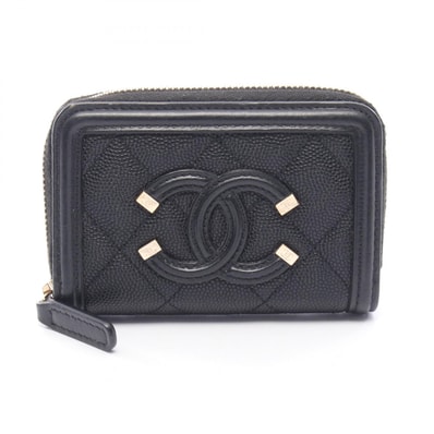 シャネル CHANEL CCフィリグリー マトラッセ コインケース 財布 キャビアスキン(グレインドカーフ) レディース ブラック系 A81459 【中古】