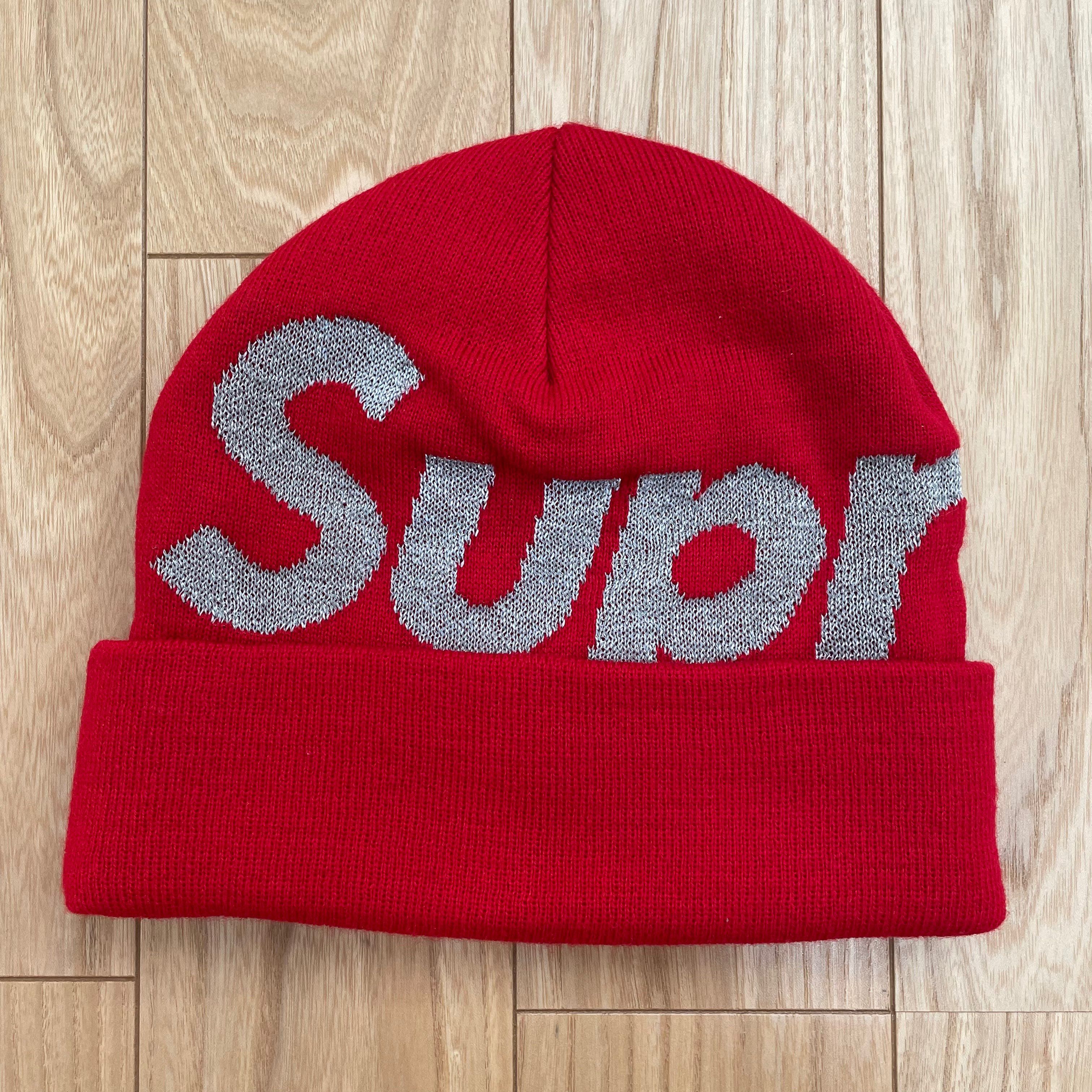 Supreme Reflective Big Logo Beanie "Red"