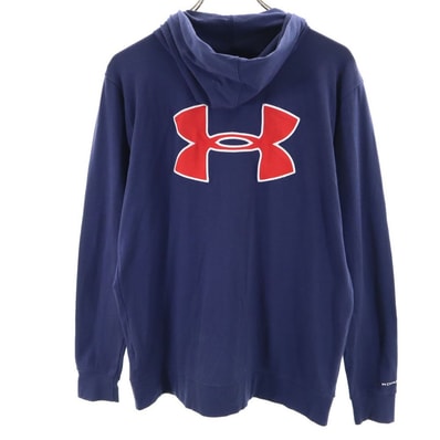 UNDER ARMOUR アンダーアーマー バックロゴ トレーニング 長袖 UAチャージドコットン ジップパーカー MD ネイビー