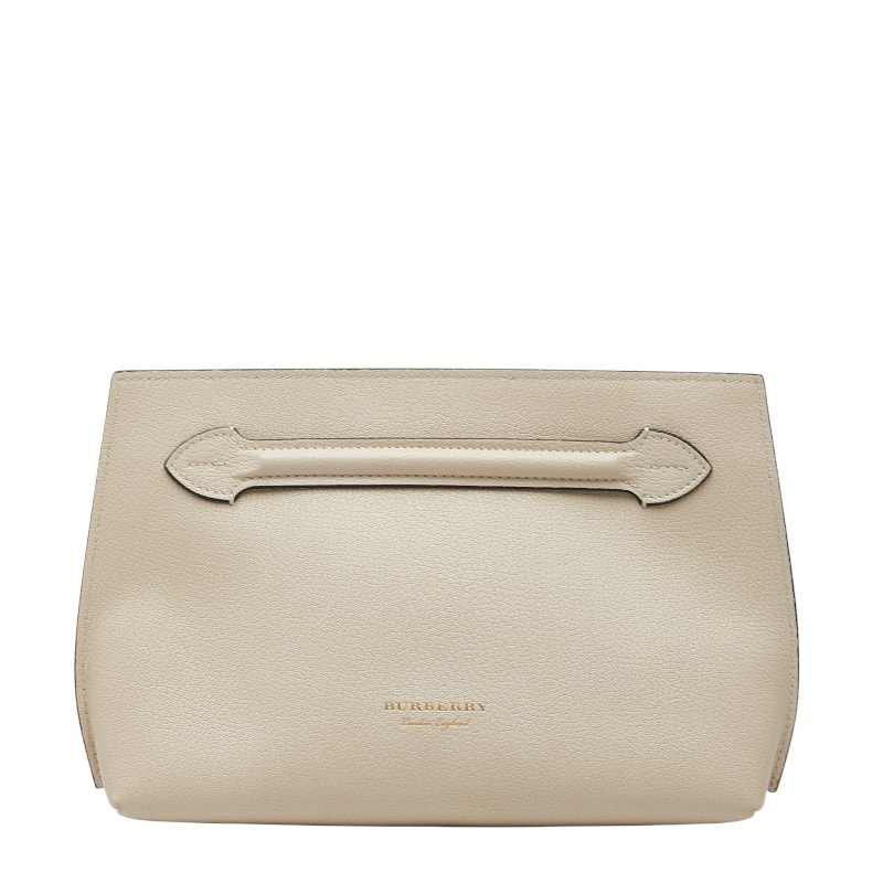 【美品】BURBERRY ベージュ レザー クラッチバッグ C (やや傷や汚れあり)】バーバリー クラッチバッグ アイボリー