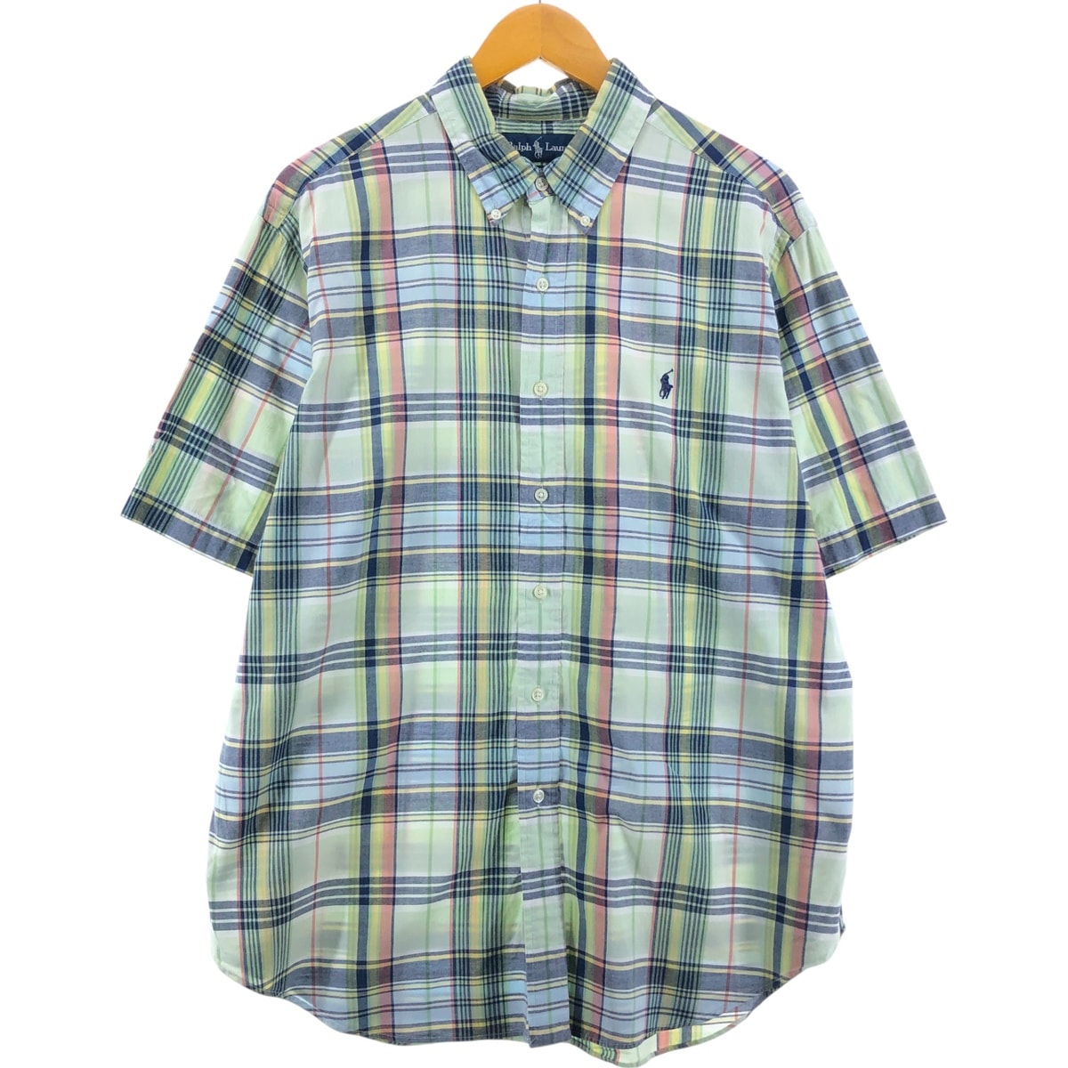 古着 ラルフローレン Ralph Lauren CLASSIC FIT 半袖 ボタンダウン チェックシャツ メンズXL相当/eaa548617