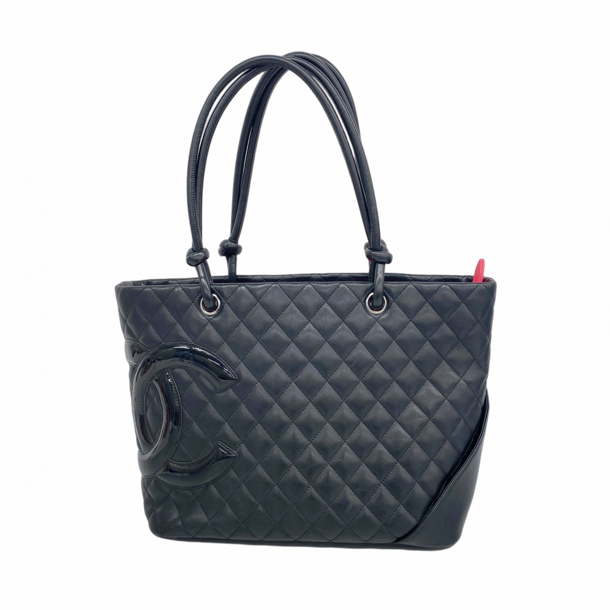 【6dc2340】シャネル トートバッグ カンボン ラムスキン ブラック シルバー金具【中古】レディース