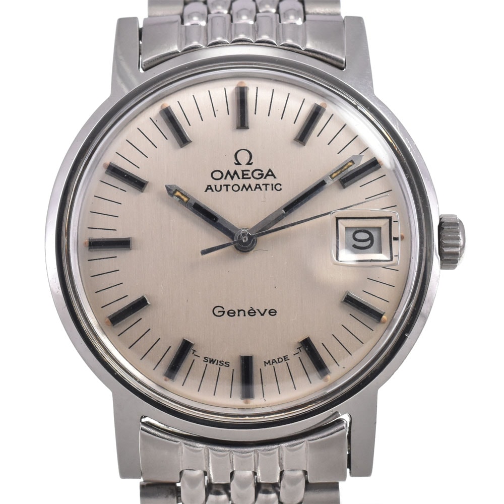 オメガ OMEGA 166.070 ヴィンテージ ジュネーブ 35mm Cal.565 シルバー 自動巻き メンズ 良品 腕時計 J#147735