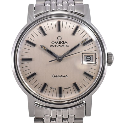 オメガ OMEGA 166.070 ヴィンテージ ジュネーブ 35mm Cal.565 シルバー 自動巻き メンズ 良品 腕時計 J#147735