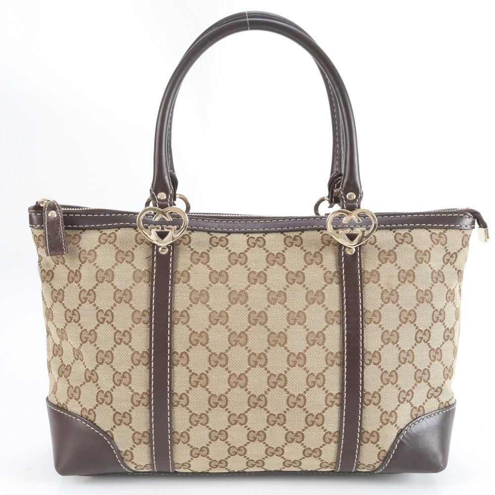 ■極美品 グッチ GGキャンバスラブリーハート 257069 トート バッグ