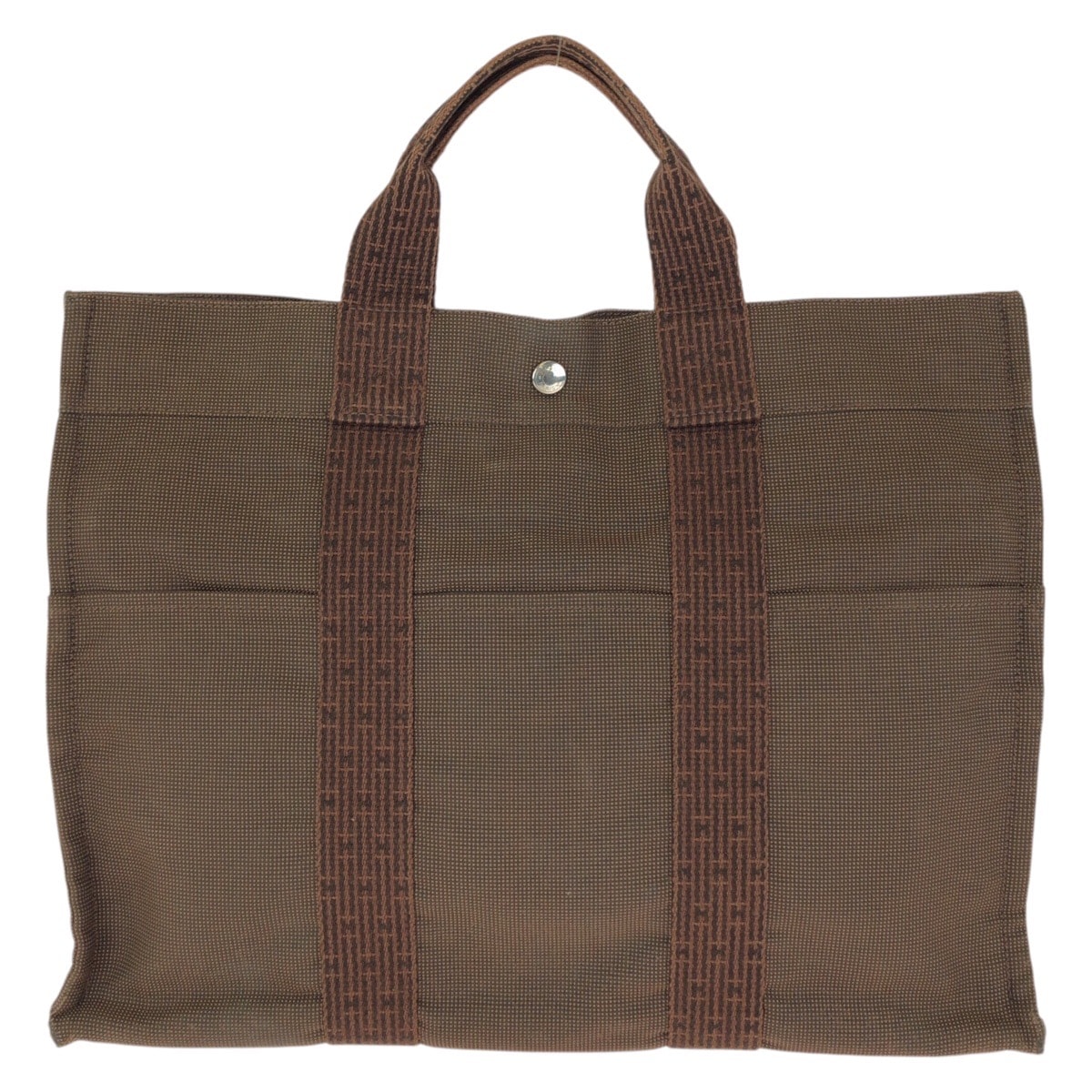 HERMES エルメス エールライン MM ブラウン シルバー金具 ポリアミド ポリエステル/ トートバッグ ハンドバッグ 602081 【中古】