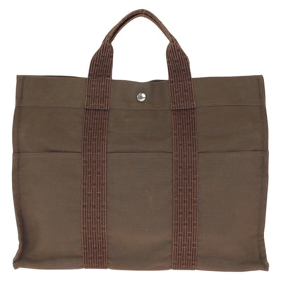 HERMES エルメス エールライン MM ブラウン シルバー金具 ポリアミド ポリエステル/ トートバッグ ハンドバッグ 602081 【中古】
