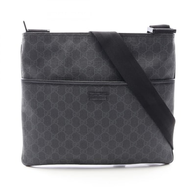 グッチ GUCCI GGスプリーム ショルダーバッグ バッグ PVCコーティングキャンバス レザー メンズ レディース ブラック系 / グレー系 162904 【中古】