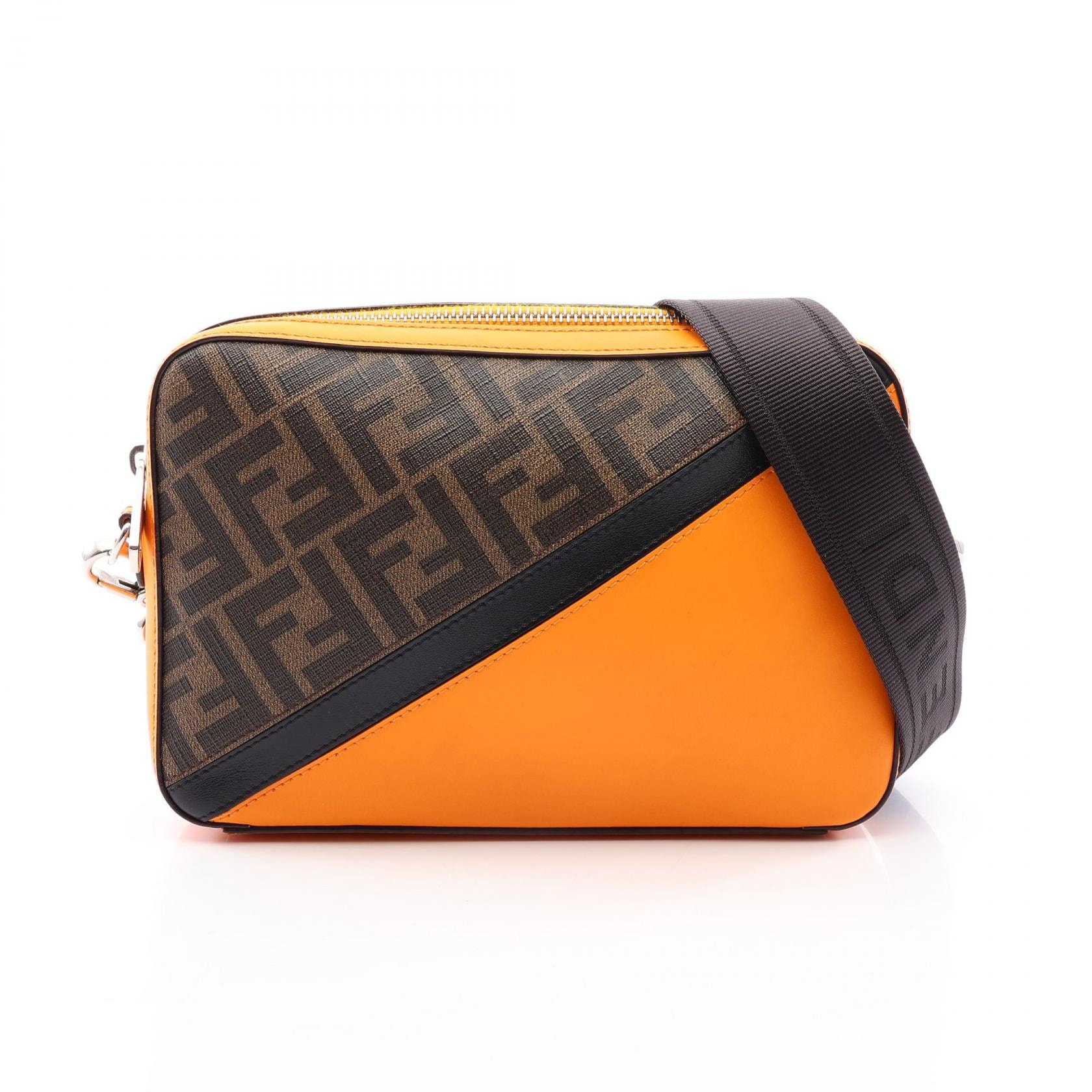 フェンディ FENDI ダイアゴナル カメラケース ズッカ ショルダーバッグ バッグ PVCコーティングキャンバス レザー メンズ ブラウン系 / オレンジ系 7M0286 【中古】