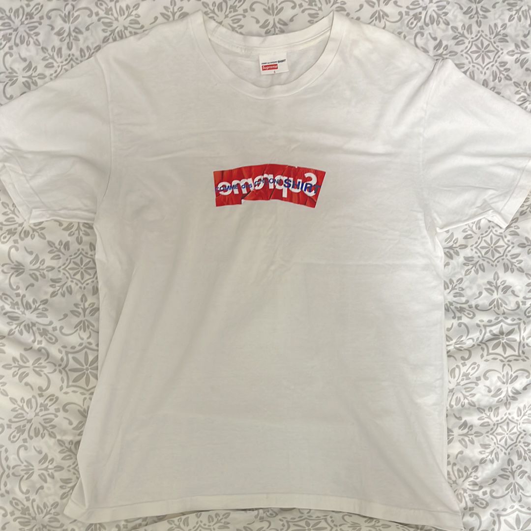 シュプリーム 2017 コムデギャルソン シャツ ボックス ロゴ Tシャツ "ホワイト"