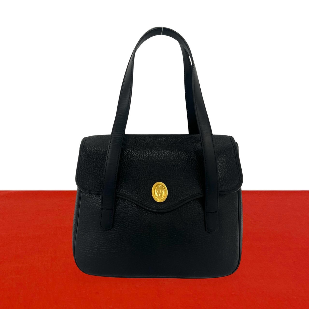 Christian Dior ディオール CD ロゴ 金具 レザー ハンドバッグ ブラック
 38105