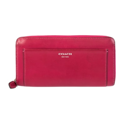 COACH コーチ ピンク シルバー金具 レザー 長財布 ロングウォレット 600354 【中古】