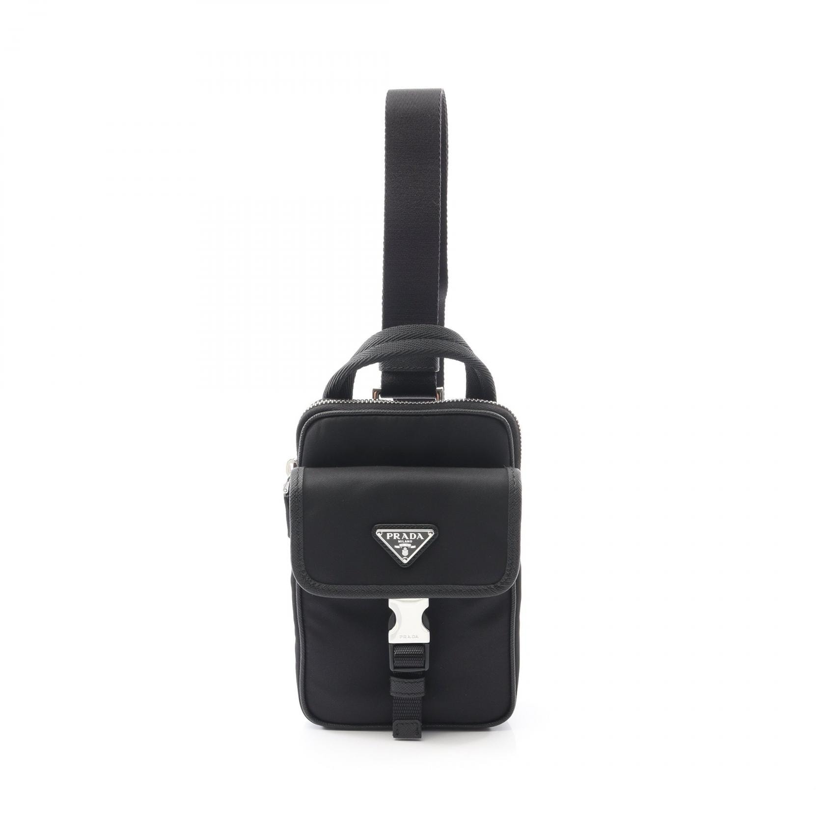 プラダ PRADA Re-Nylon スマートフォンケース ショルダーバッグ バッグ ナイロン サフィアーノレザー メンズ ブラック系 2ZH1942DMHF0002 【新品】