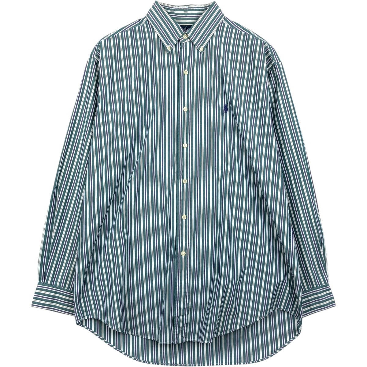 古着 ラルフローレン Ralph Lauren BLAKE マルチストライプ 長袖 ボタンダウンストライプシャツ メンズM相当/eaa659246