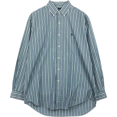 古着 ラルフローレン Ralph Lauren BLAKE マルチストライプ 長袖 ボタンダウンストライプシャツ メンズM相当/eaa659246