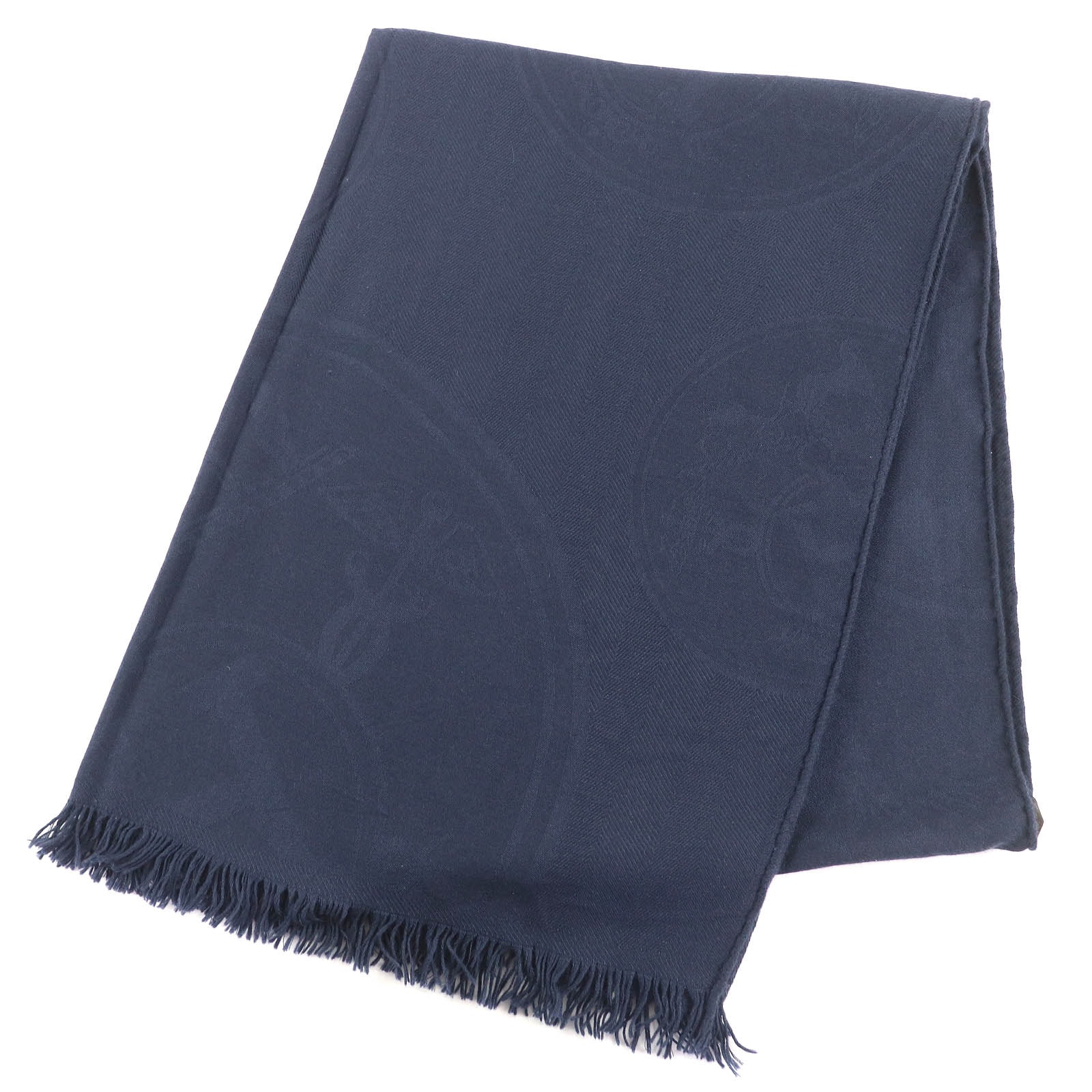 美品 エルメス ショール ニューリブリス ネイビー レディース