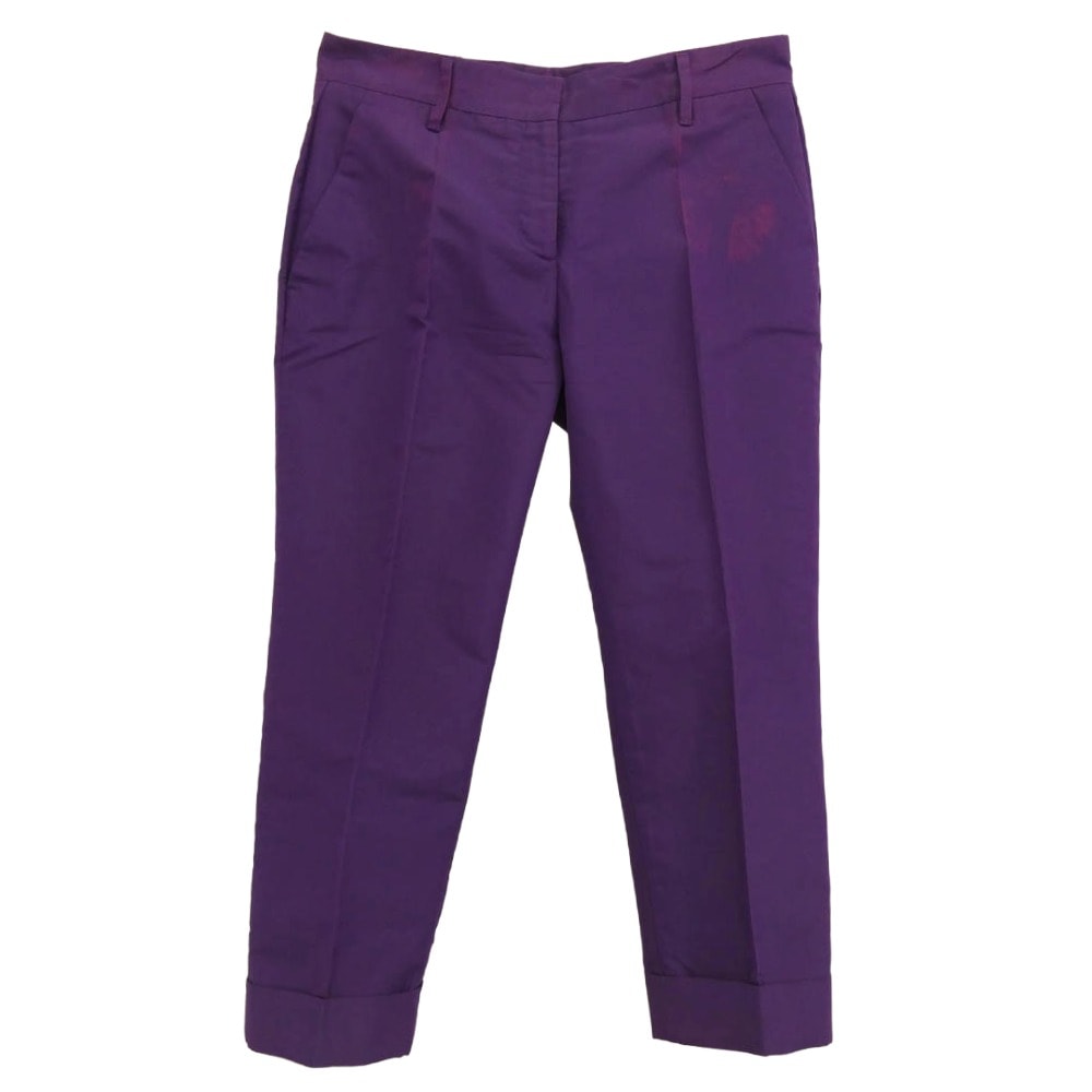 PRADA プラダ パンツ G2156G S111 B03 シルク100% 裾ダブル スラックスパンツ パープル系 40S【中古】