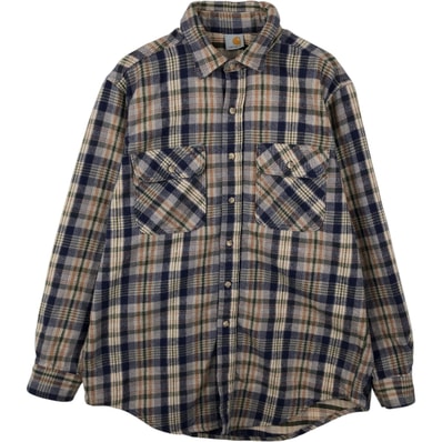 古着 カーハート Carhartt 長袖 ヘビーネルチェックシャツ メンズL相当/eaa637940