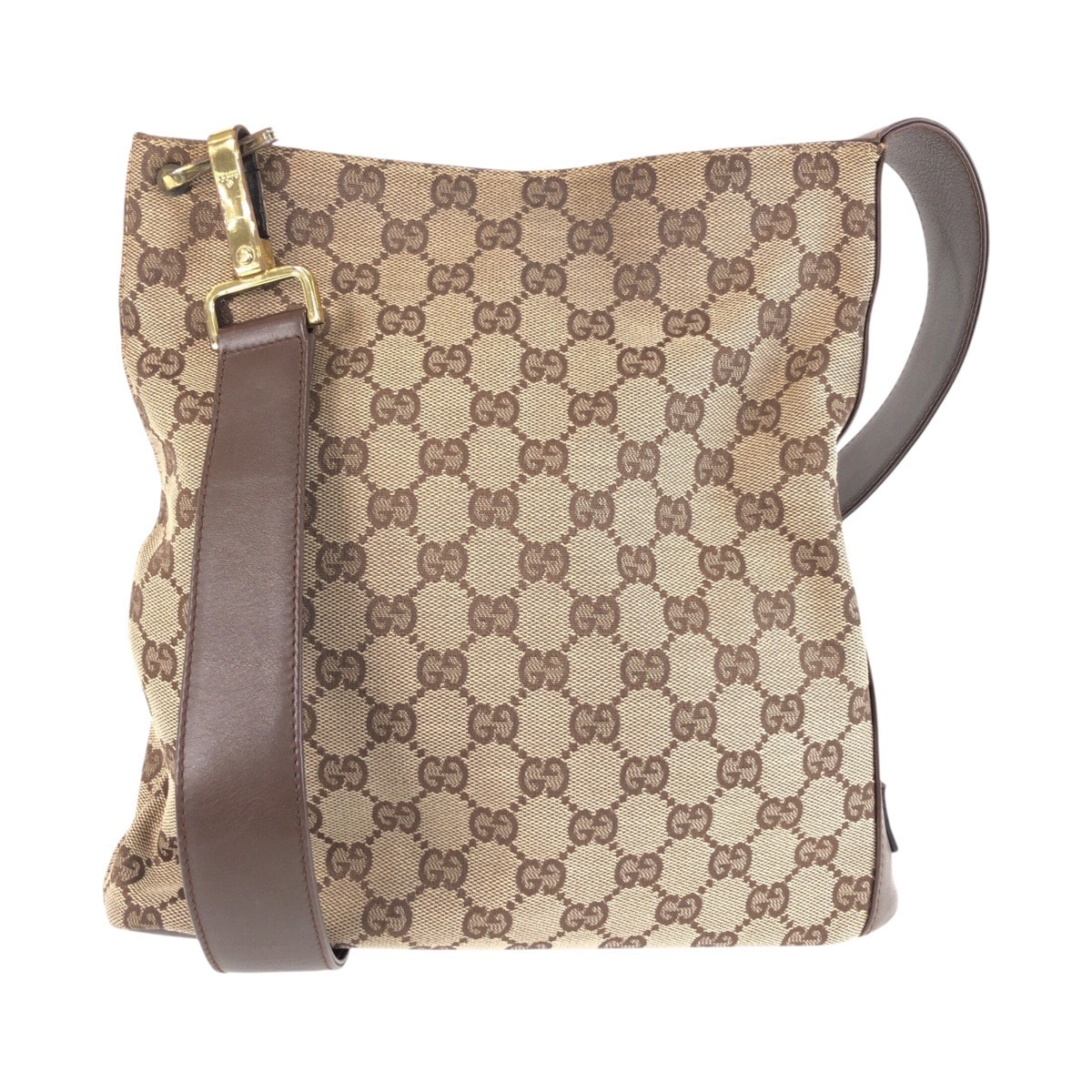 GUCCI グッチ ベージュ ブラウン ゴールド金具 GGキャンバス レザー/ ショルダーバッグ 603769 【中古】