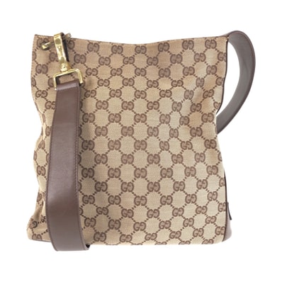 GUCCI グッチ ベージュ ブラウン ゴールド金具 GGキャンバス レザー/ ショルダーバッグ 603769 【中古】