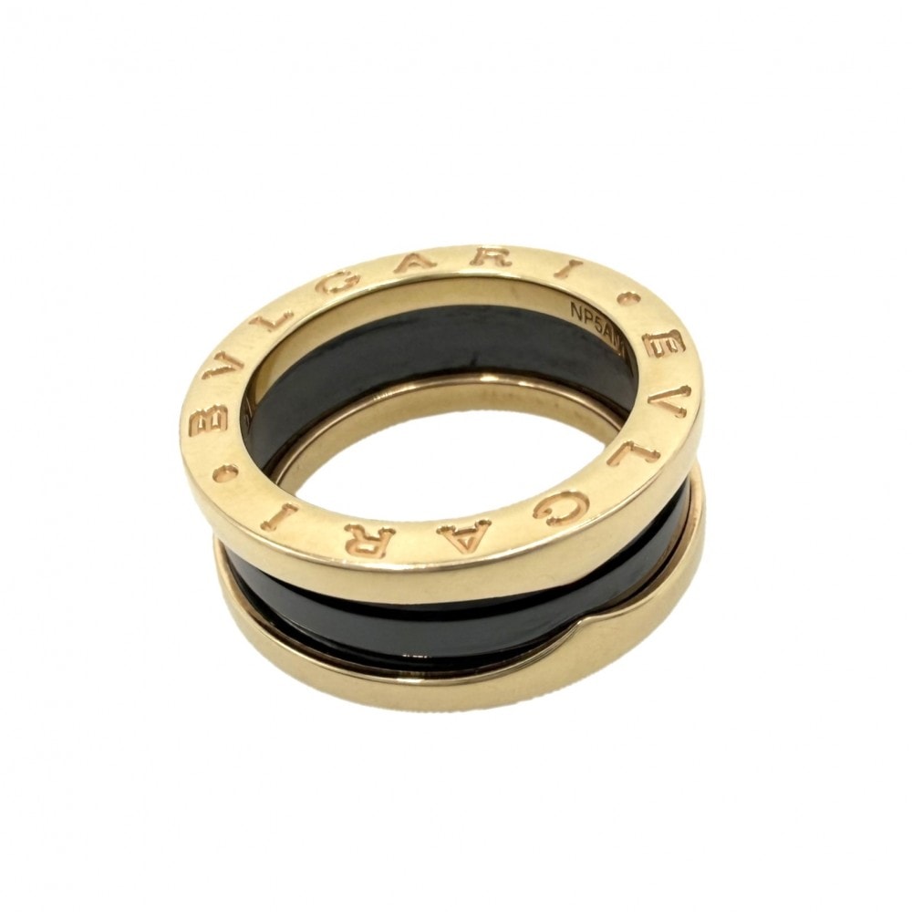 BVLGARI ブルガリ 指輪 ビーゼロワンリング ジュエリー アクセサリー B-ZERO1 3バンド 51サイズ Au750 18金YG K18イエローゴールド  セラミック   約10号 ゴールド ブラック 黒 ユニセックス 約8.3g【中古品】