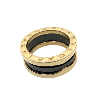 BVLGARI ブルガリ 指輪 ビーゼロワンリング ジュエリー アクセサリー B-ZERO1 3バンド 51サイズ Au750 18金YG K18イエローゴールド セラミック 約10号 ゴールド ブラック 黒 ユニセックス 約8.3g【中古品】
