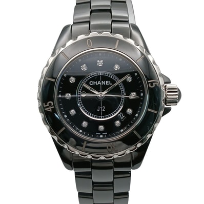 CHANEL シャネル J12 33mm 12Pダイヤモンド 腕時計 H1625 セラミック ブラック レディース【中古】