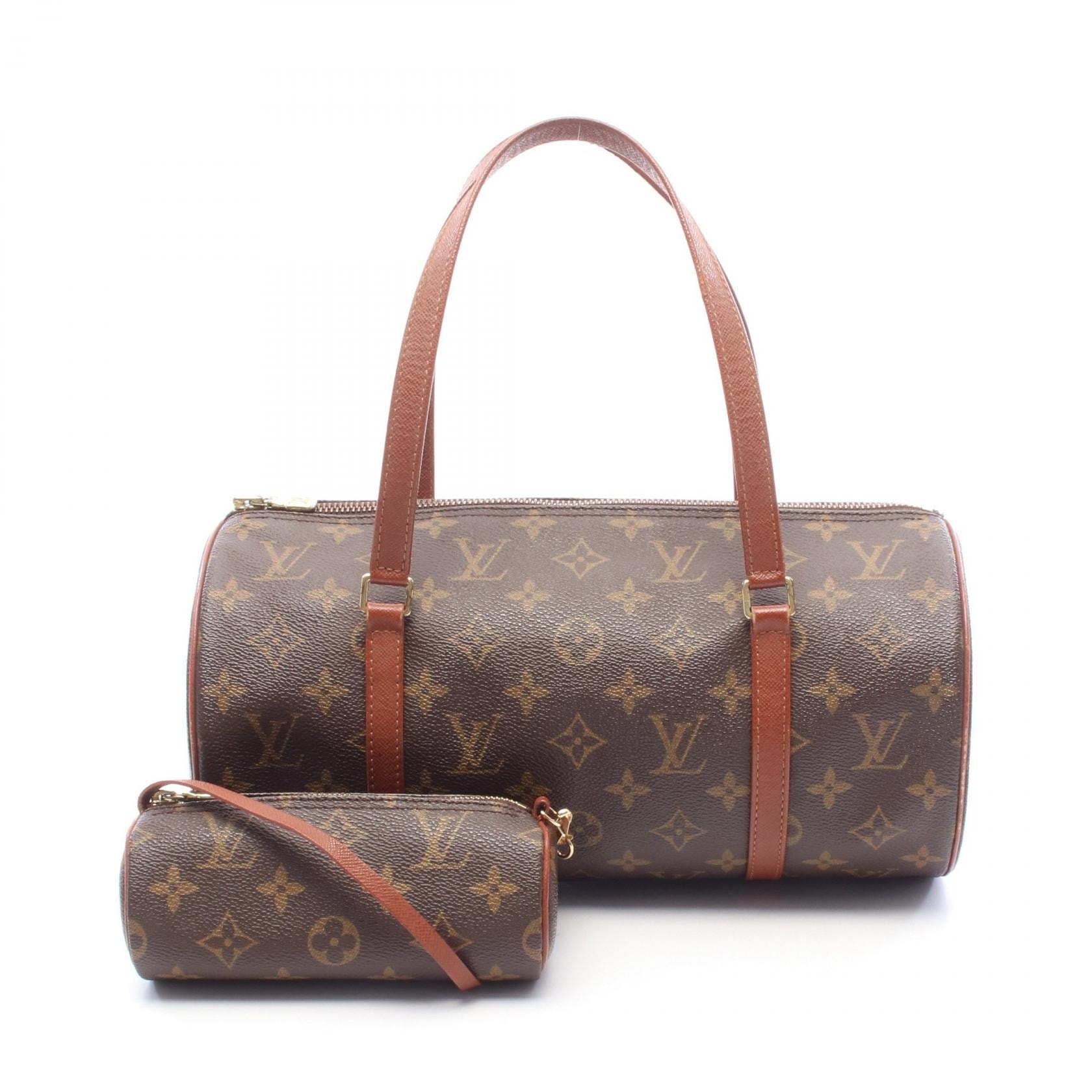 ルイ・ヴィトン LOUIS VUITTON パピヨン30 旧型 ハンドバッグ バッグ PVCコーティングキャンバス レザー モノグラム レディース ブラウン系 M51365 【中古】