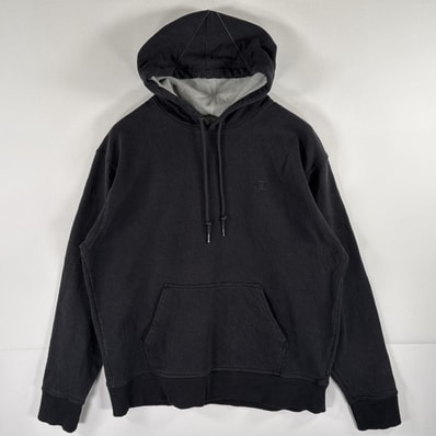 古着 チャンピオン Champion パーカー スウェット フーディ ワンポイントロゴ プルオーバー ワッペン L ブラック メンズ