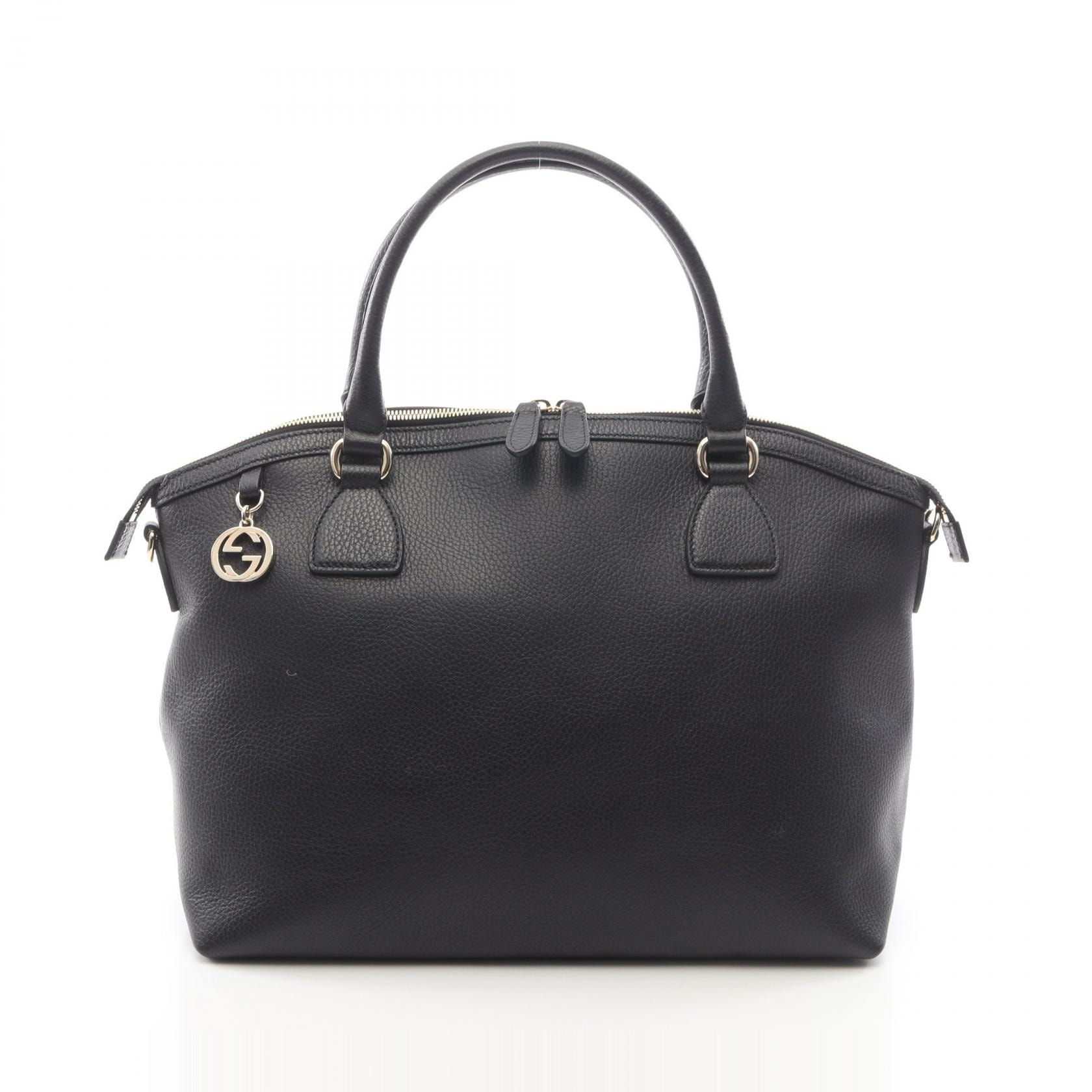 グッチ GUCCI インターロッキングGチャーム 2WAY ハンドバッグ バッグ レザー レディース ブラック系 449660 【中古】
