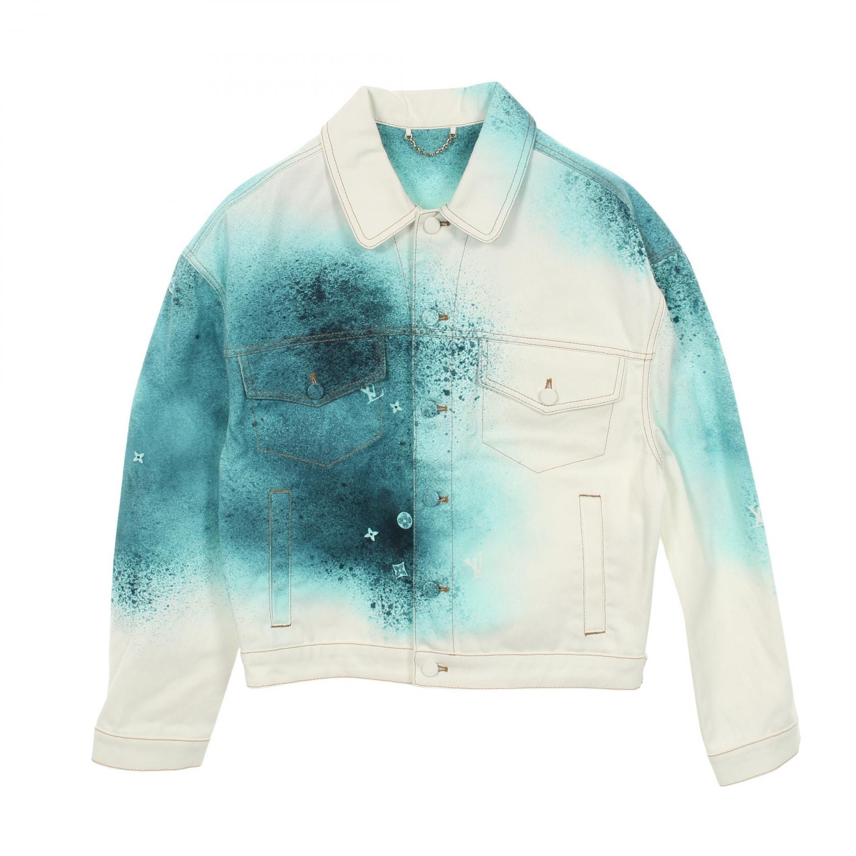 ルイ・ヴィトン LOUIS VUITTON LVスプレー デニムジャケット 衣料品 アウター コットン メンズ ホワイト系 / グリーン系 【中古】