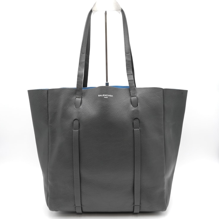 BALENCIAGA(バレンシアガ)エブリデイ トート S トートバッグ ショルダーバッグ グレー レザー ブルーインナー ポーチ付き 大容量 肩掛け レディース 475199【中古】