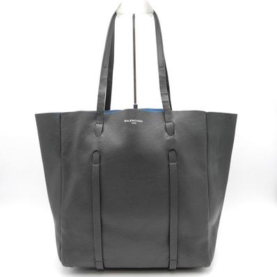 BALENCIAGA(バレンシアガ)エブリデイ トート S トートバッグ ショルダーバッグ グレー レザー ブルーインナー ポーチ付き 大容量 肩掛け レディース 475199【中古】