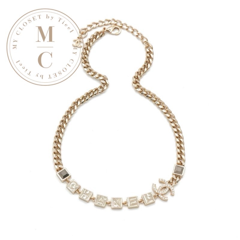 シャネル CHANEL ネックレス ペンダント チョーカー ゴールド ココマーク ロゴ ラインストーン