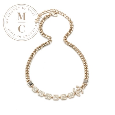 シャネル CHANEL ネックレス ペンダント チョーカー ゴールド ココマーク ロゴ ラインストーン