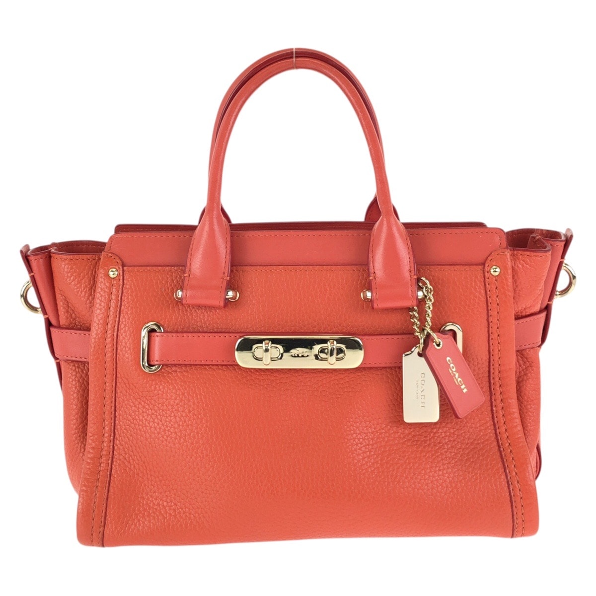 美品 COACH コーチ スワッガー 27 オレンジ ゴールド金具 レザー ハンドバッグ トートバッグ 603162 【中古】