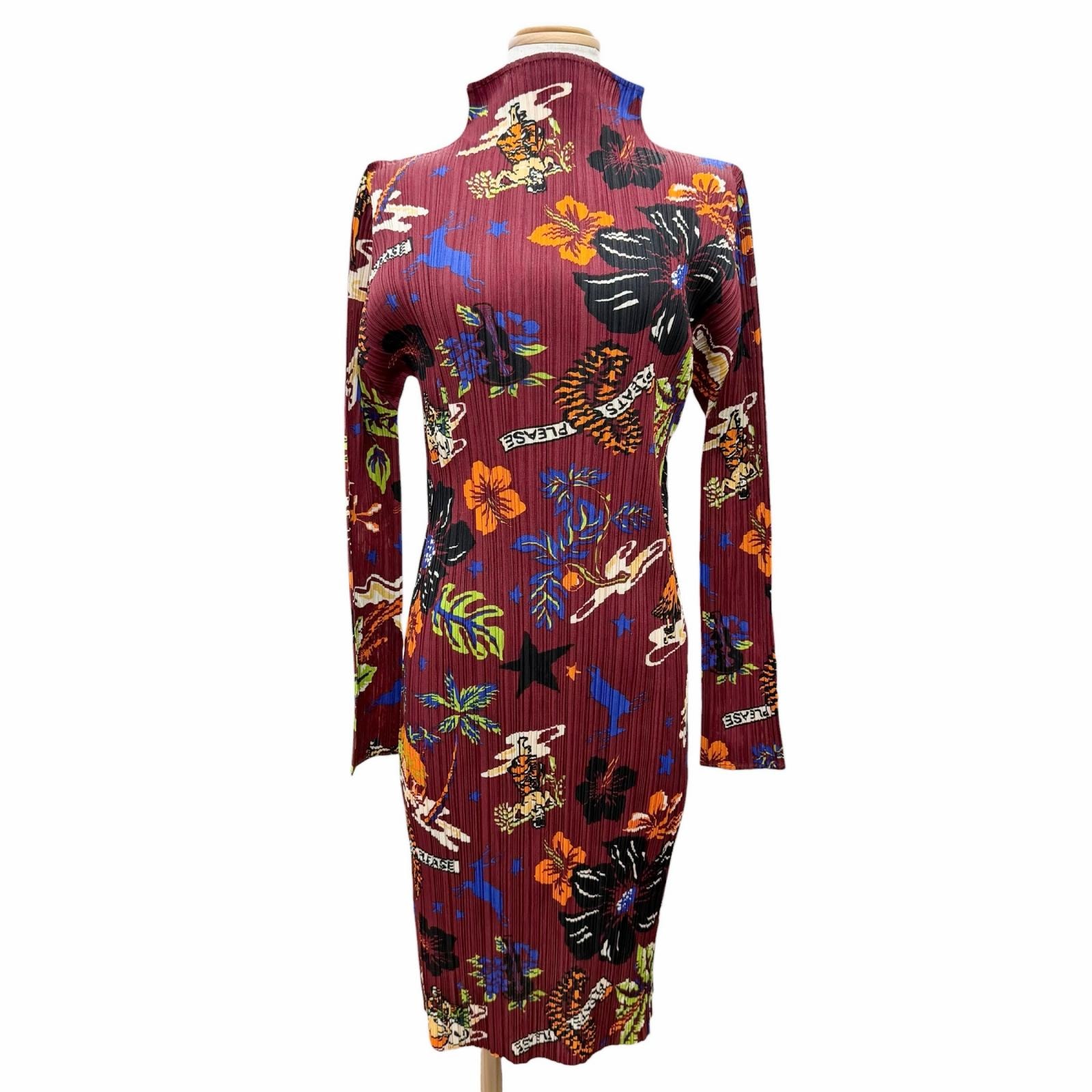 極美品 プリーツプリーズ イッセイミヤケ ワンピース 4 PP33-JH778