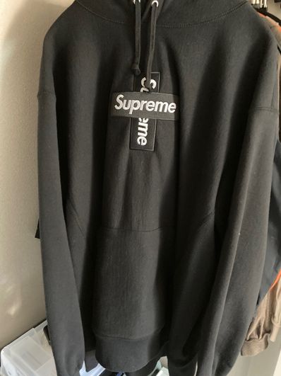 Supreme Cross Box Logo Hooded Sweatshirt "Black"