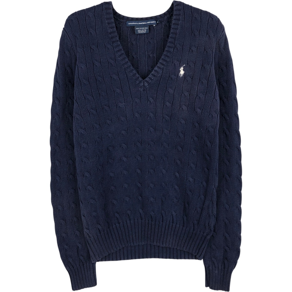 古着 ラルフローレン Ralph Lauren RALPH LAUREN SPORT ケーブル編み Vネック コットンニットセーター レディースM相当/eaa621744